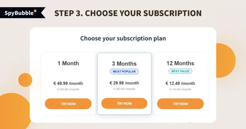 Choose your subscription - instructions by SpyBubble